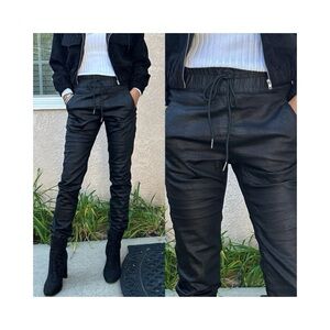 Bevy Flog Shely Black Snake Drawstring Pants (Sz 25) Slim Skinny